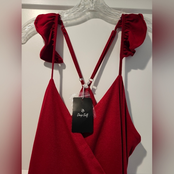 NWT Deep Self wrap dress high low red size S - Picture 2 of 5